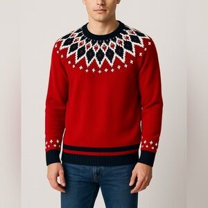 Polo Ralph Lauren USA parOlympic Sweater – Red Fair Isle Crewneck – Men’s